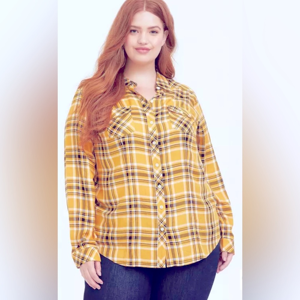 Torrid Challis Long Sleeve Button Down Shirt